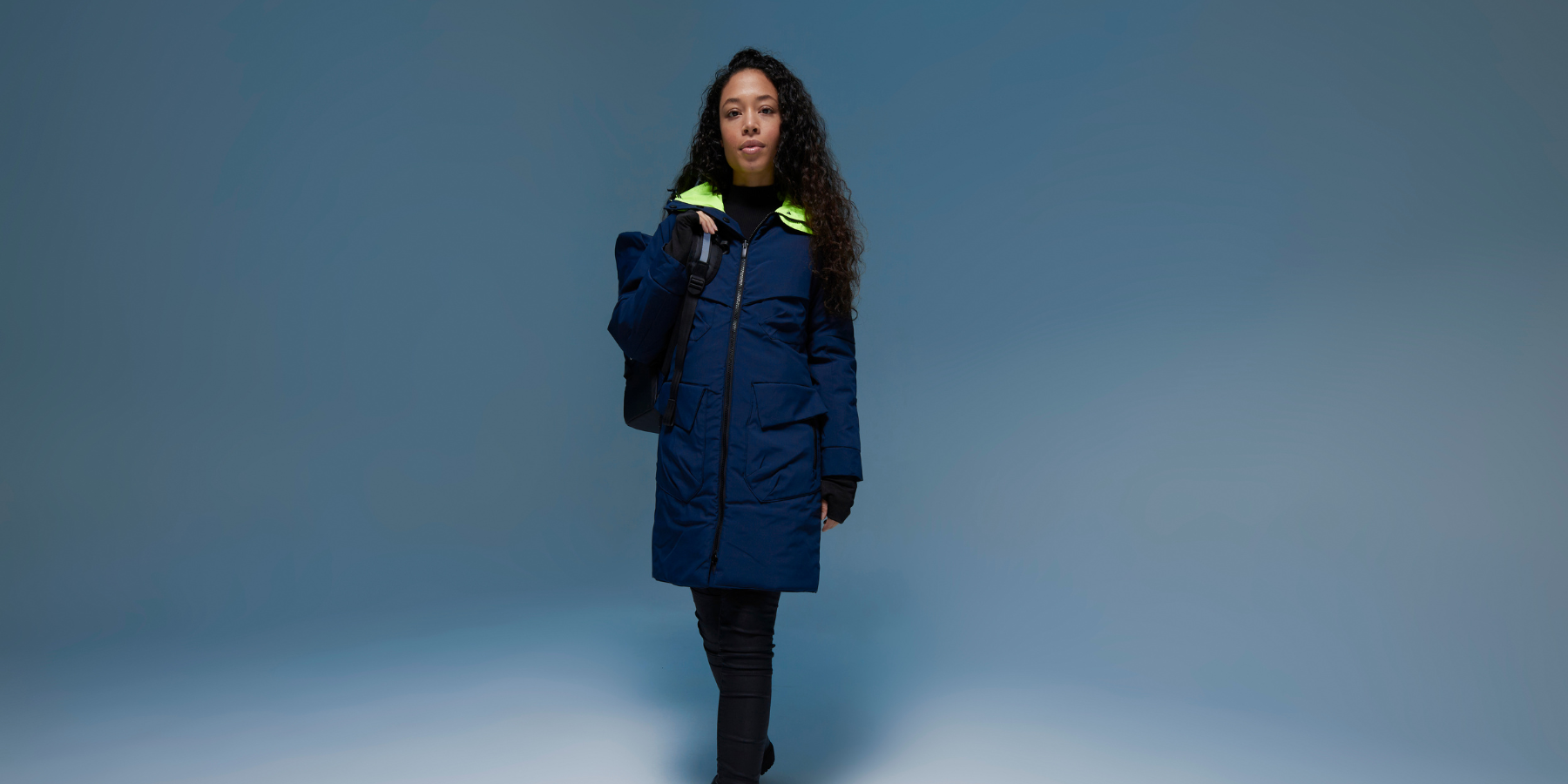 parka sac à dos vélo bleu marine