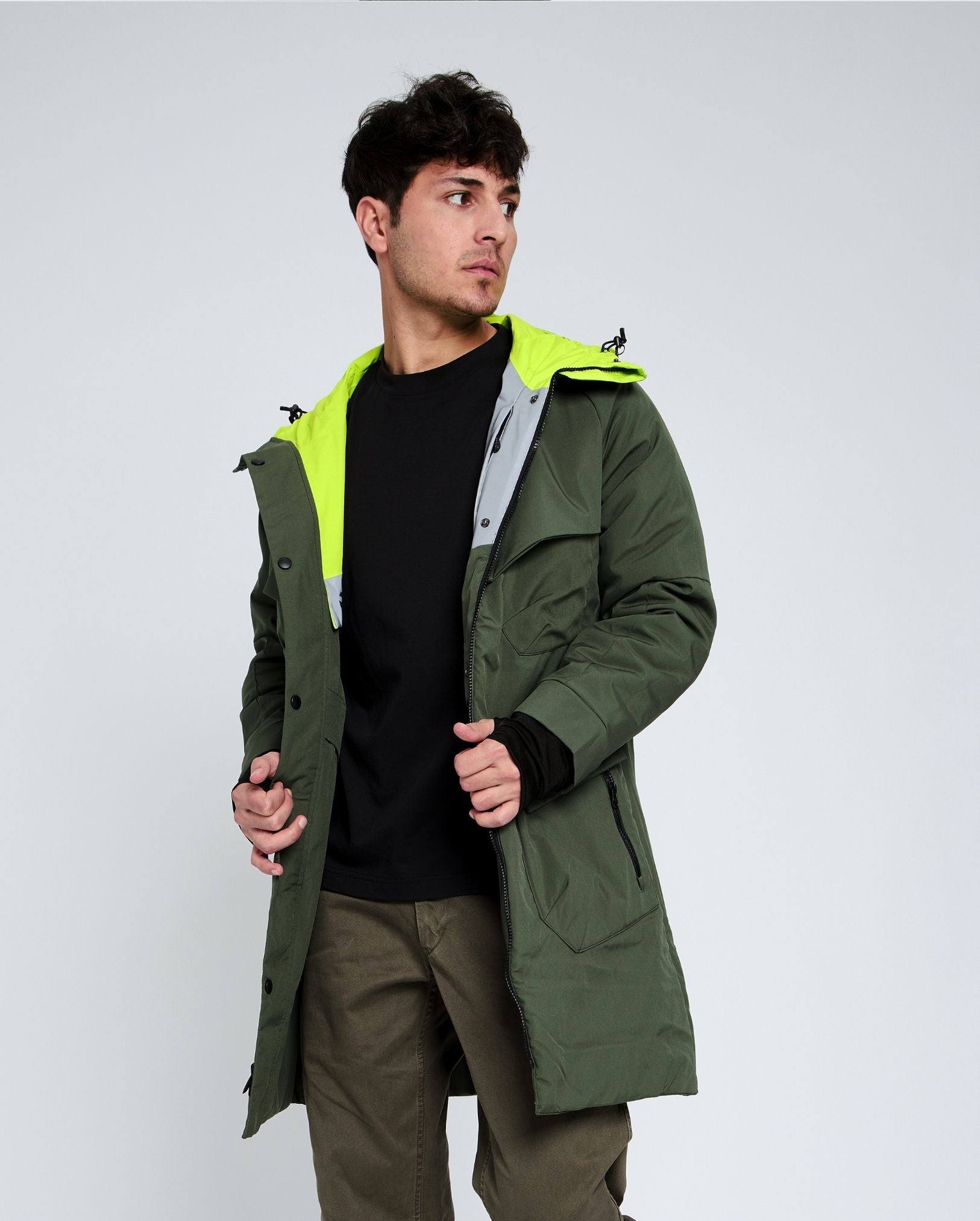 parka chaude réversible vélotaf kaki