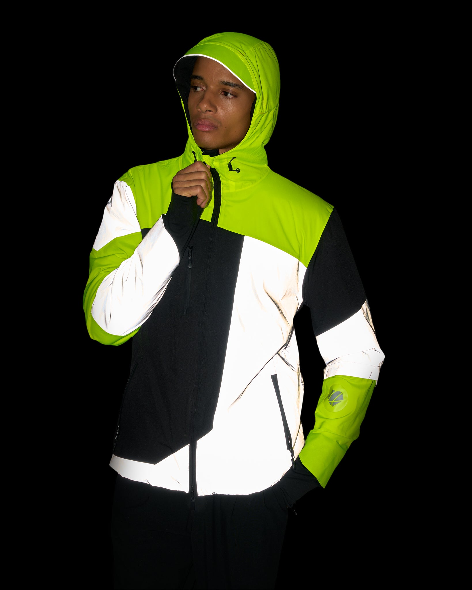 manteau chaud vélotaf REPOP HIVER jaune fluo noire, réfléchissante et imperméable