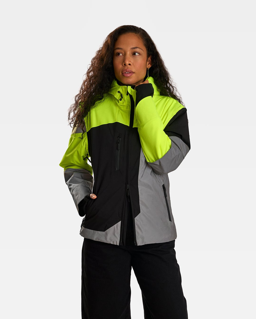 veste chaude vélotaf REPOP HIVER visible jaune fluo noire imperméable femme