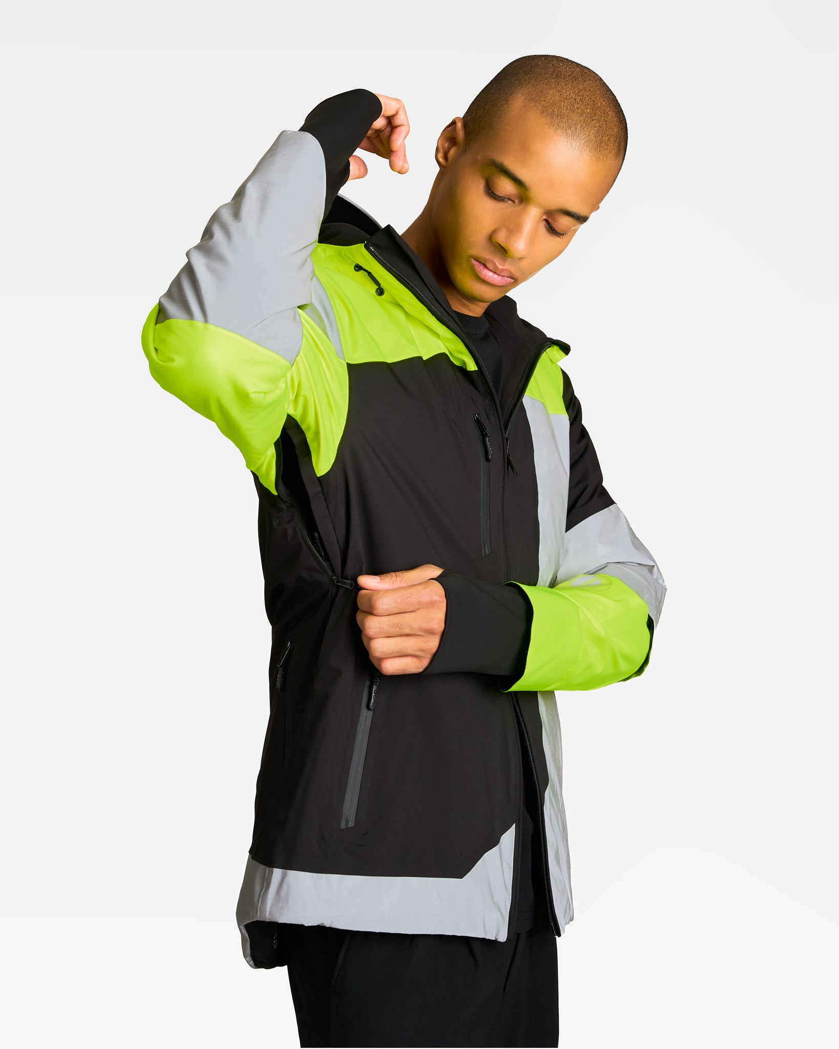 manteau chaud vélo urbain REPOP HIVER jaune fluo noire réfléchissante imperméable & respirante