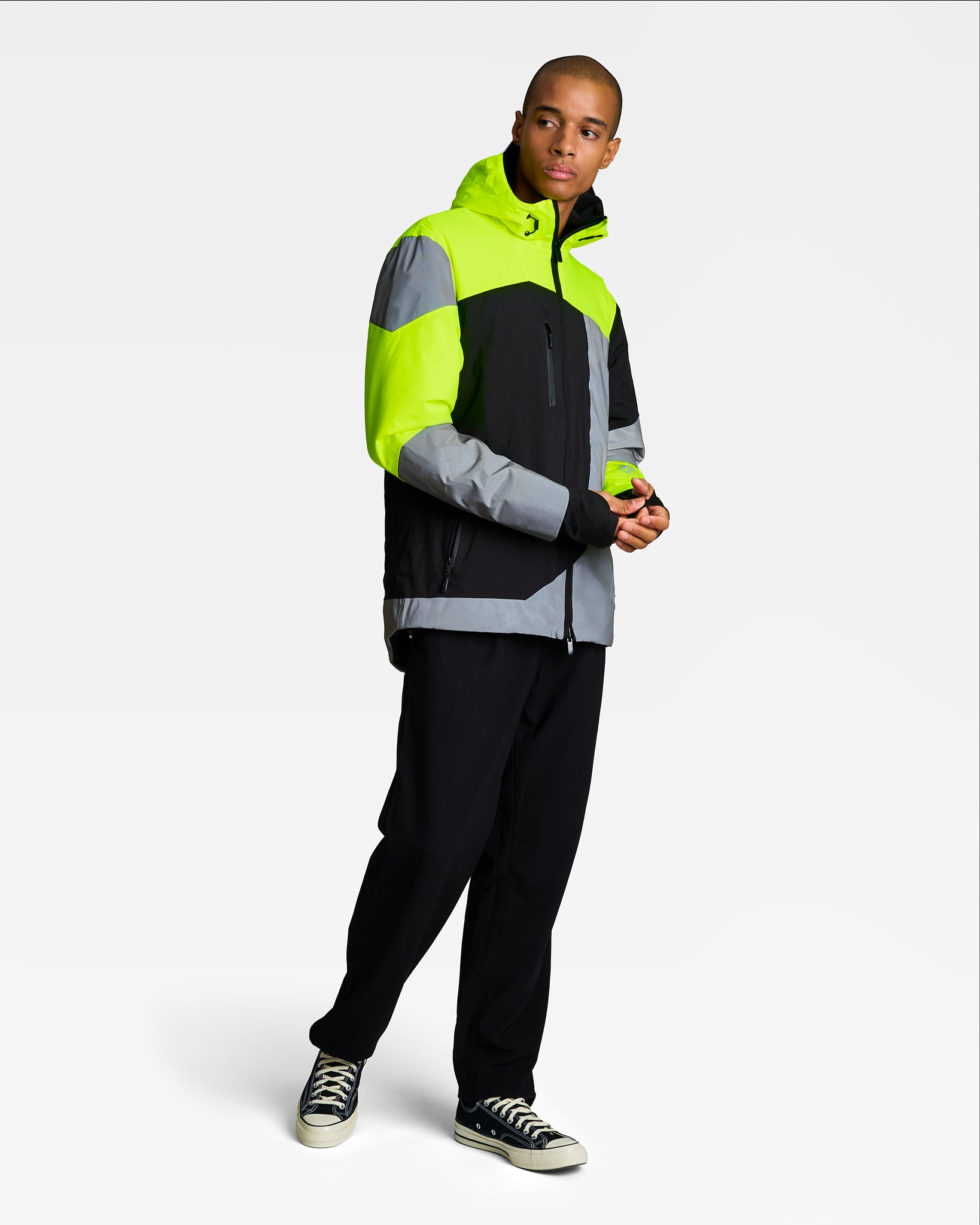 manteau chaud vélo ville REPOP HIVER homme visible EN 17353 jaune fluo noire réfléchissante