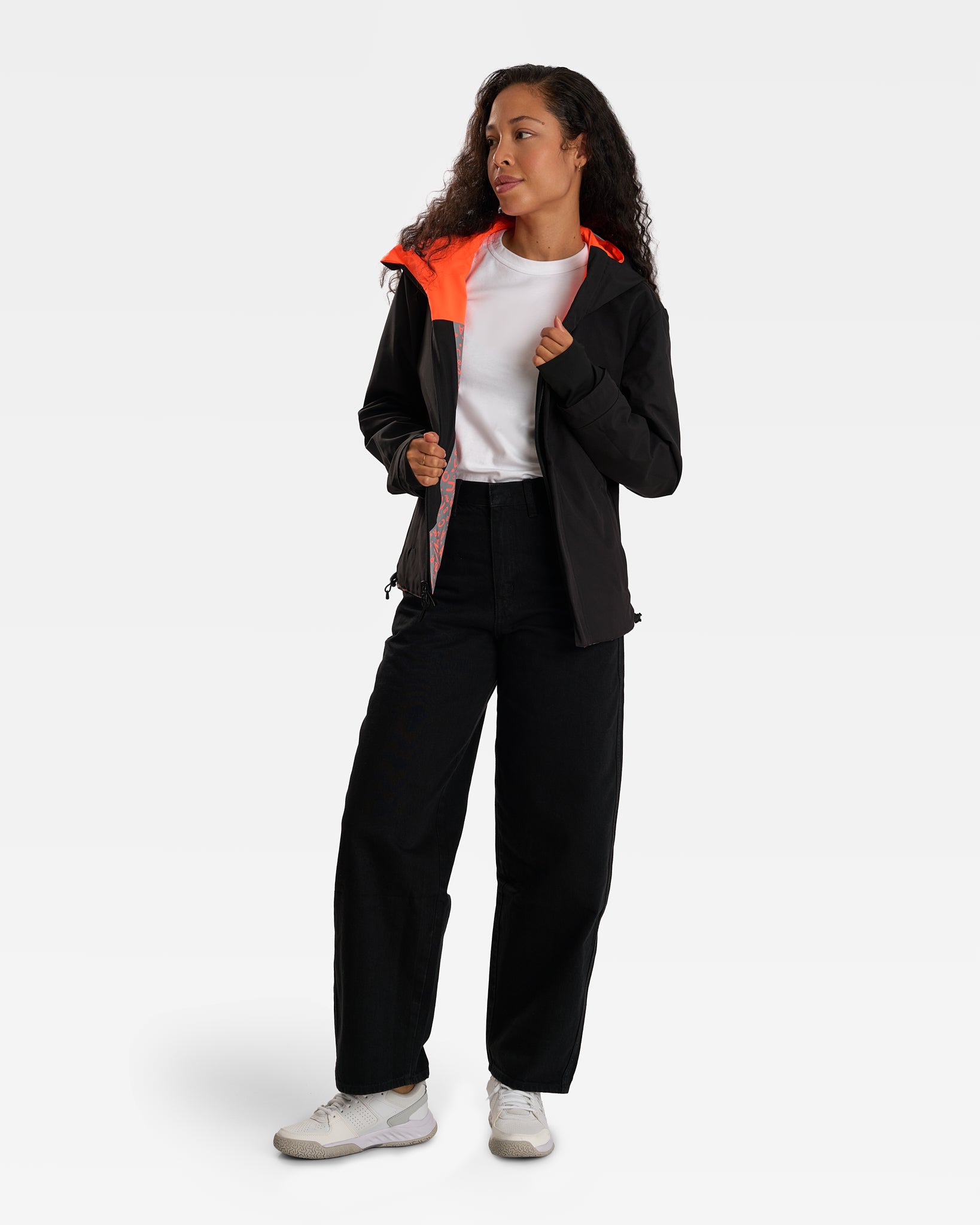 veste polyvalente vélotaf REPOP orange fluo motifs graffiti réversible noire