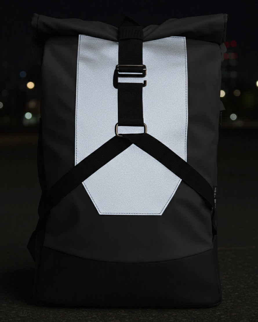 sac à dos vélo urbain gris noir réfléchissant