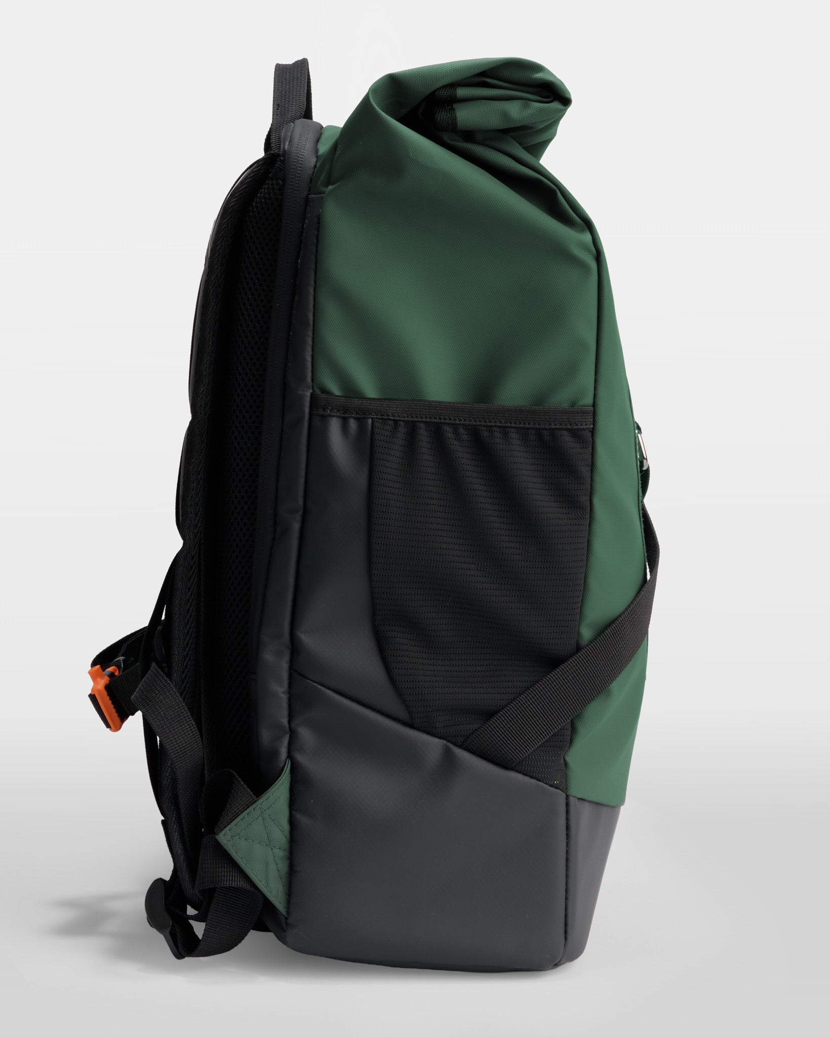 sac à dos vélo urbain vert noir imperméable poche filet rolltop