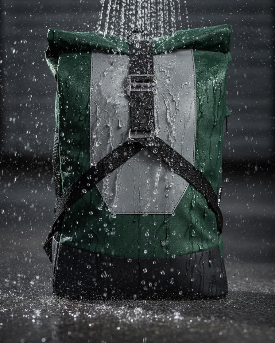 sac à dos vélo ville vert noir imperméable réfléchissant