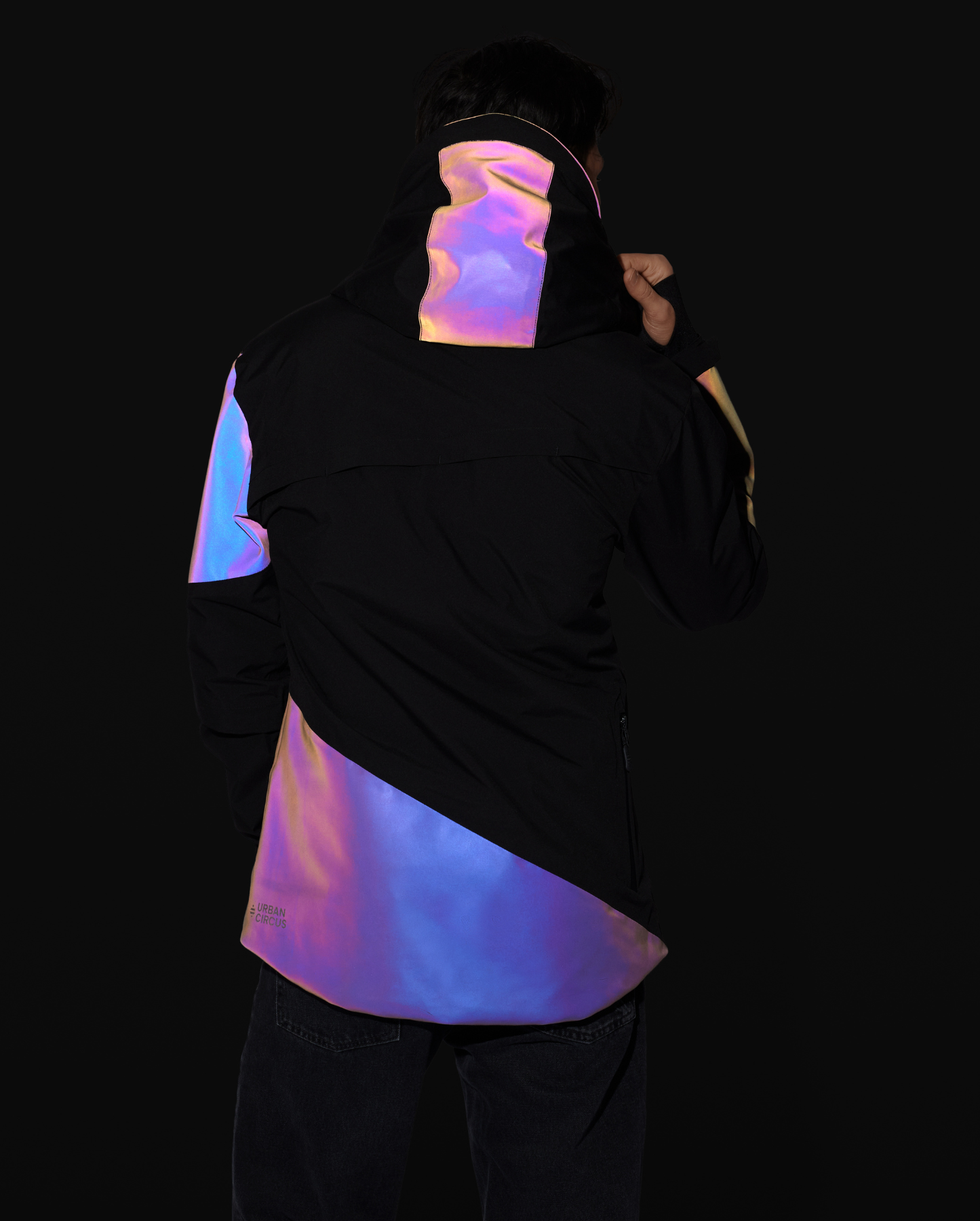 Veste de nuit réfléchissante arc-en-ciel noire pour vélo ville