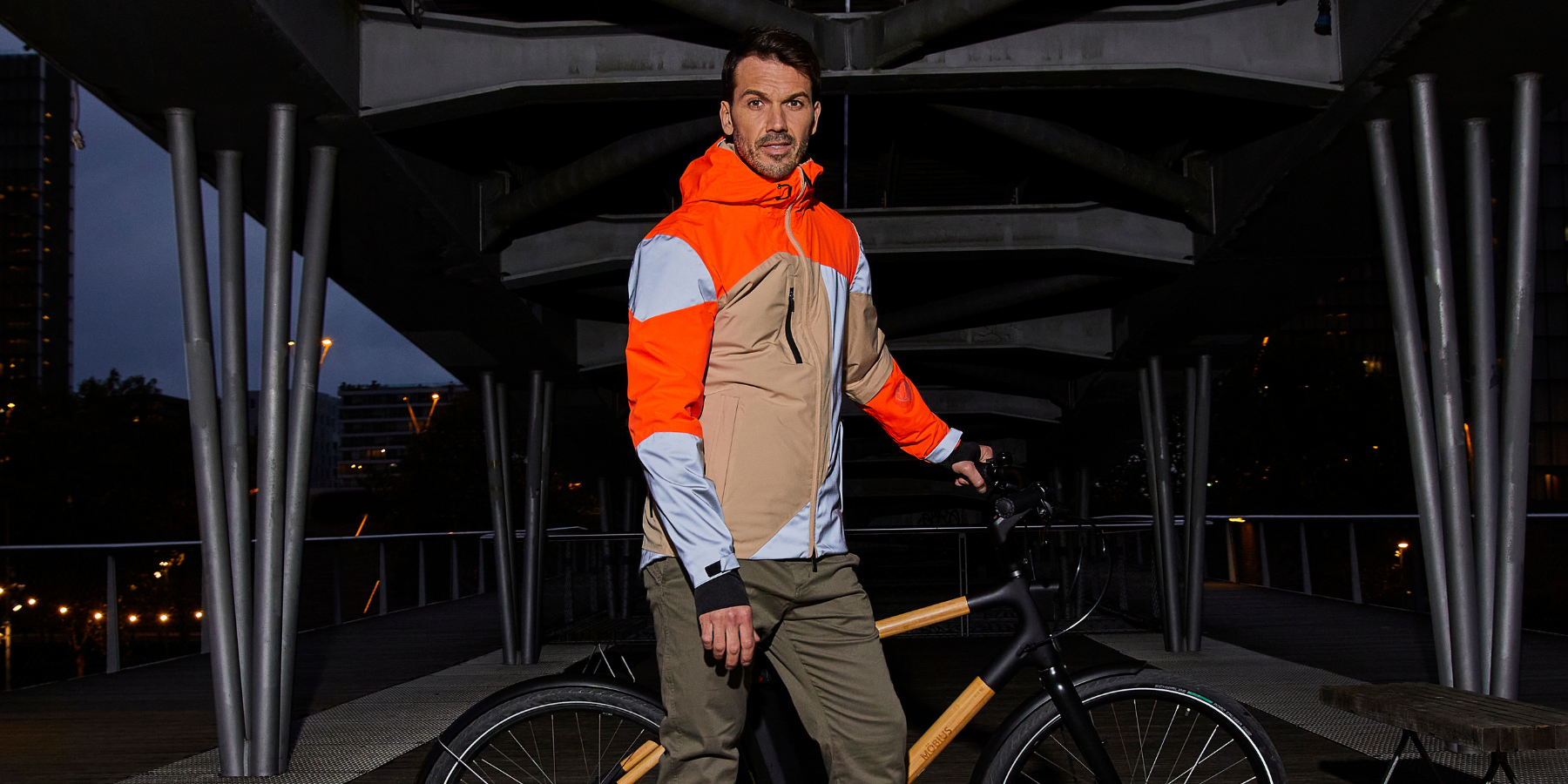 veste vélo urbain orange beige