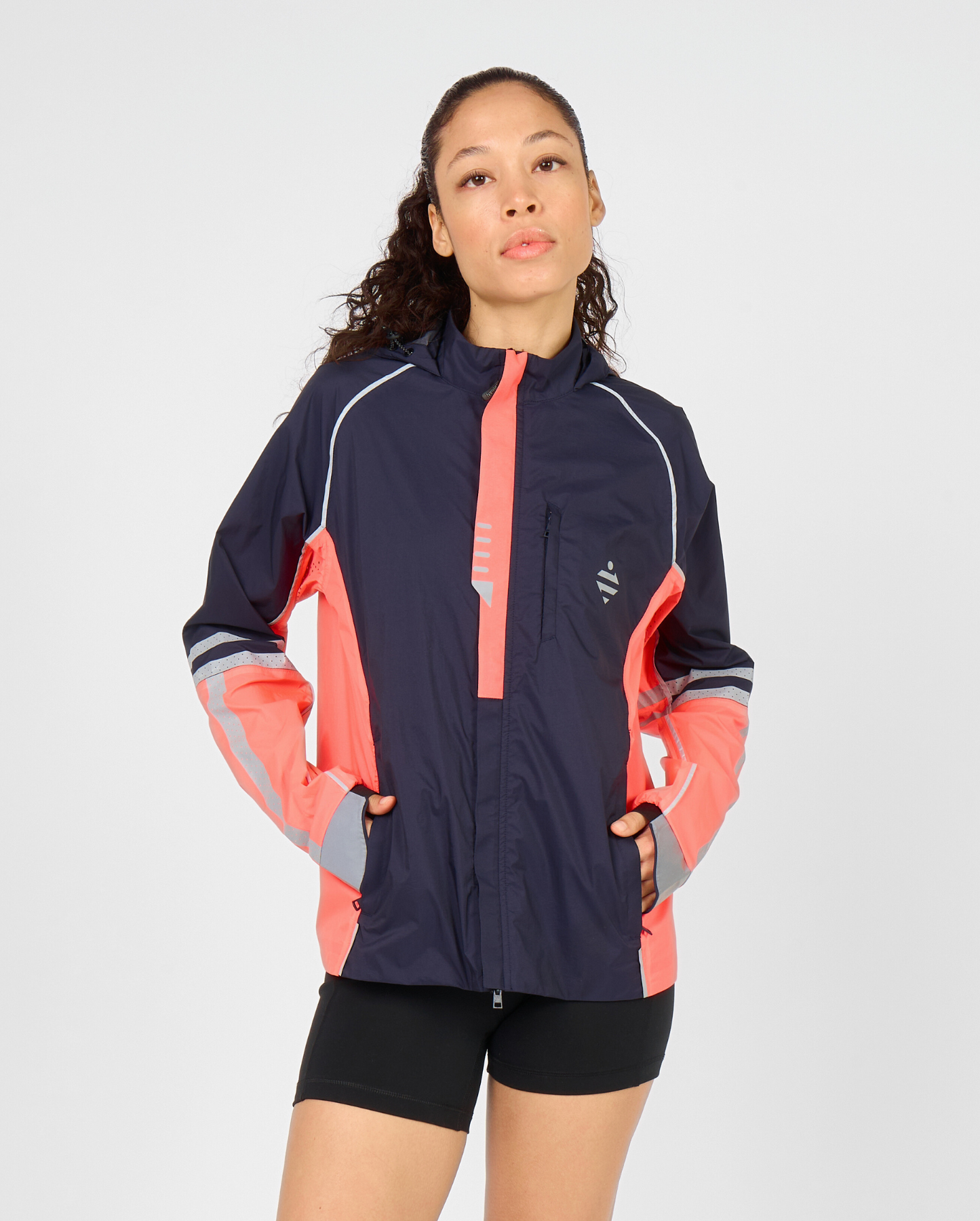 veste ultra légère vélo imperméable corail bleu marine