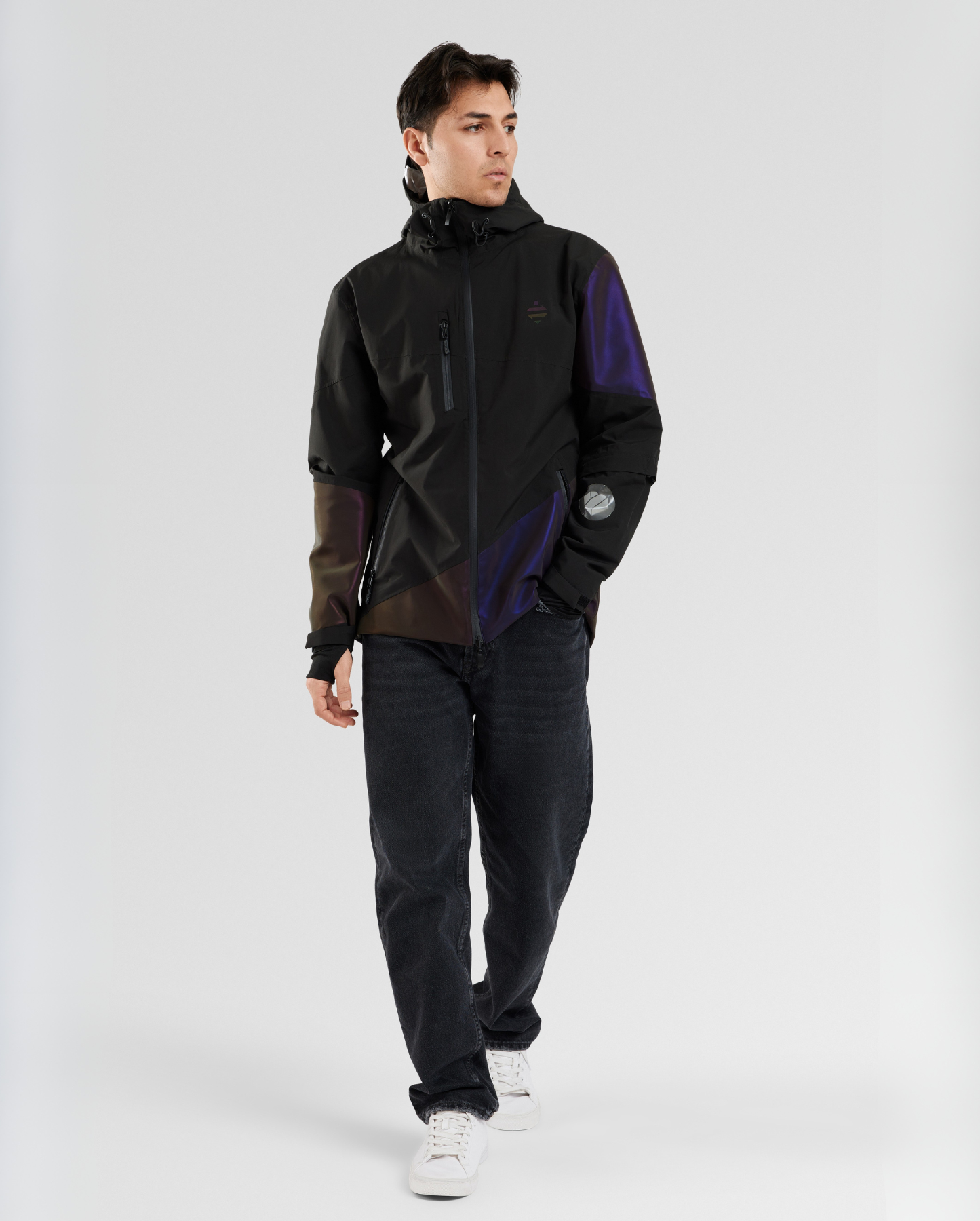 Veste vélo urbain noire réfléchissant irisé imperméable