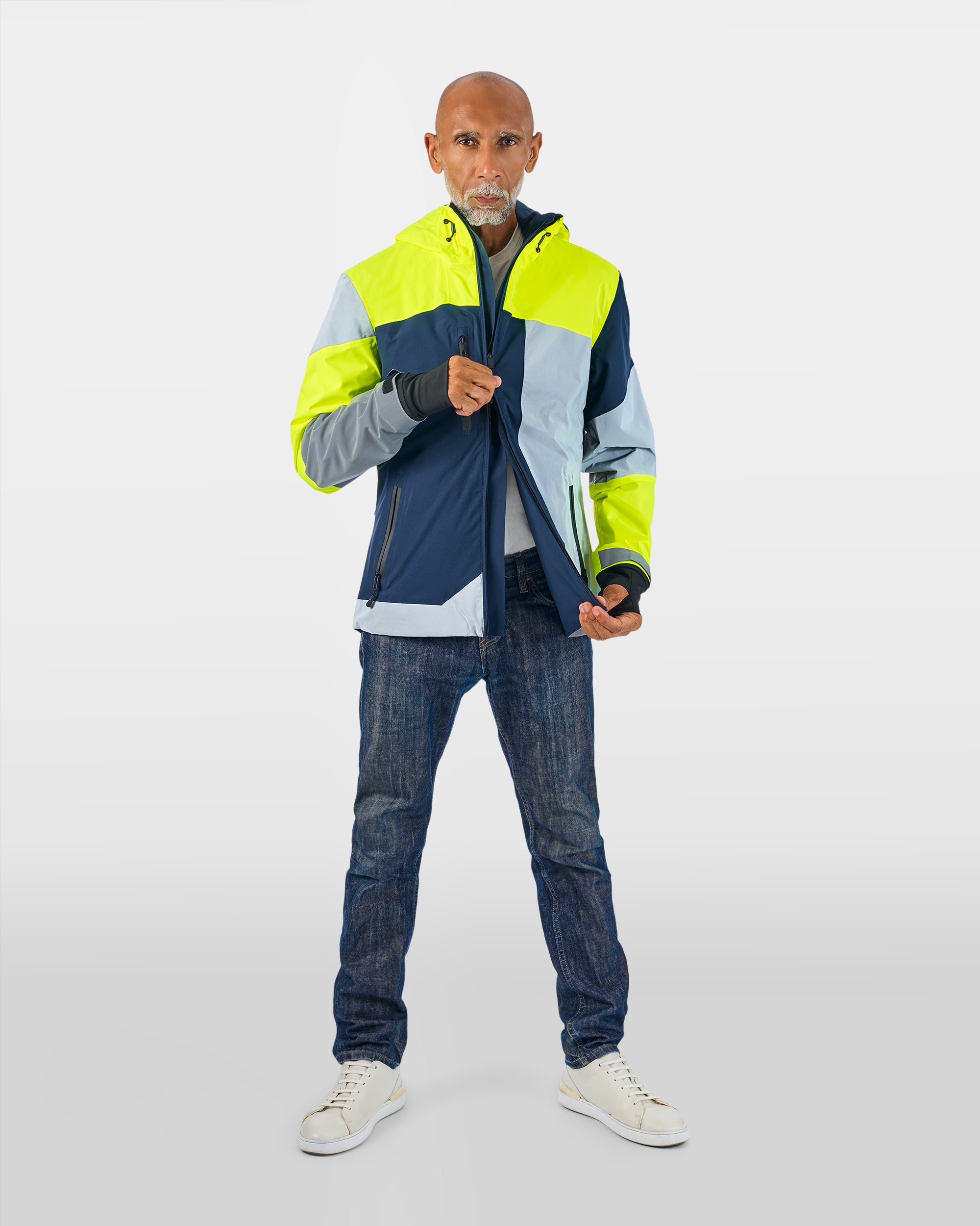 veste vélo ville repop jaune fluo visible respirante zip double ouverture homme