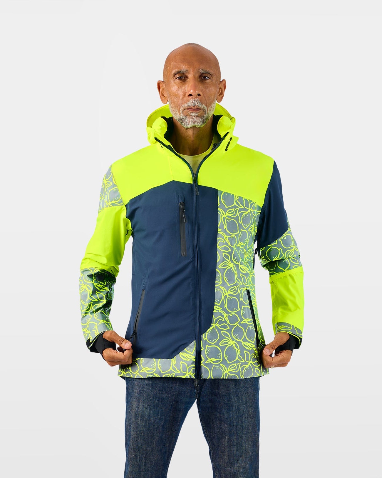 veste vélotaf légère respirante et visible jaune fluo motifs citron homme REPOP LIGHT