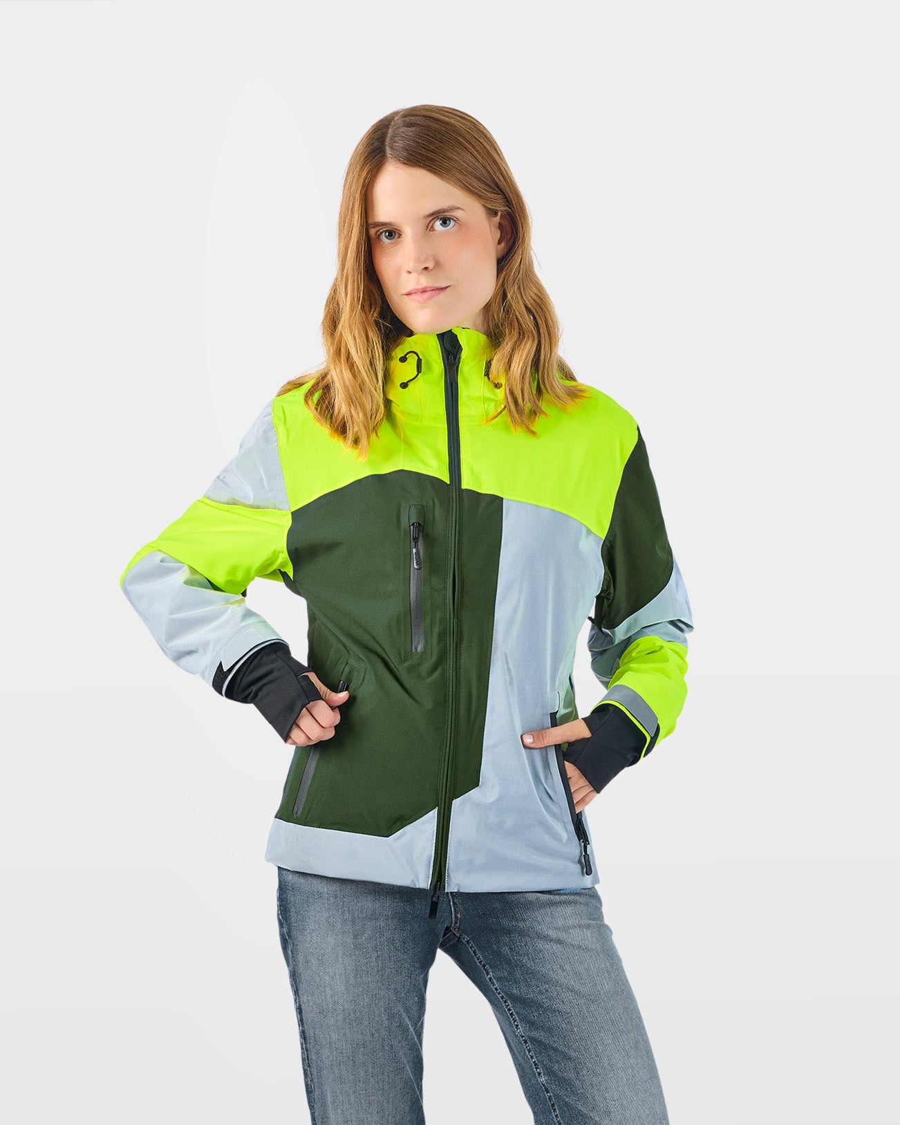 veste vélo vert fluo kaki visible certifiée femme