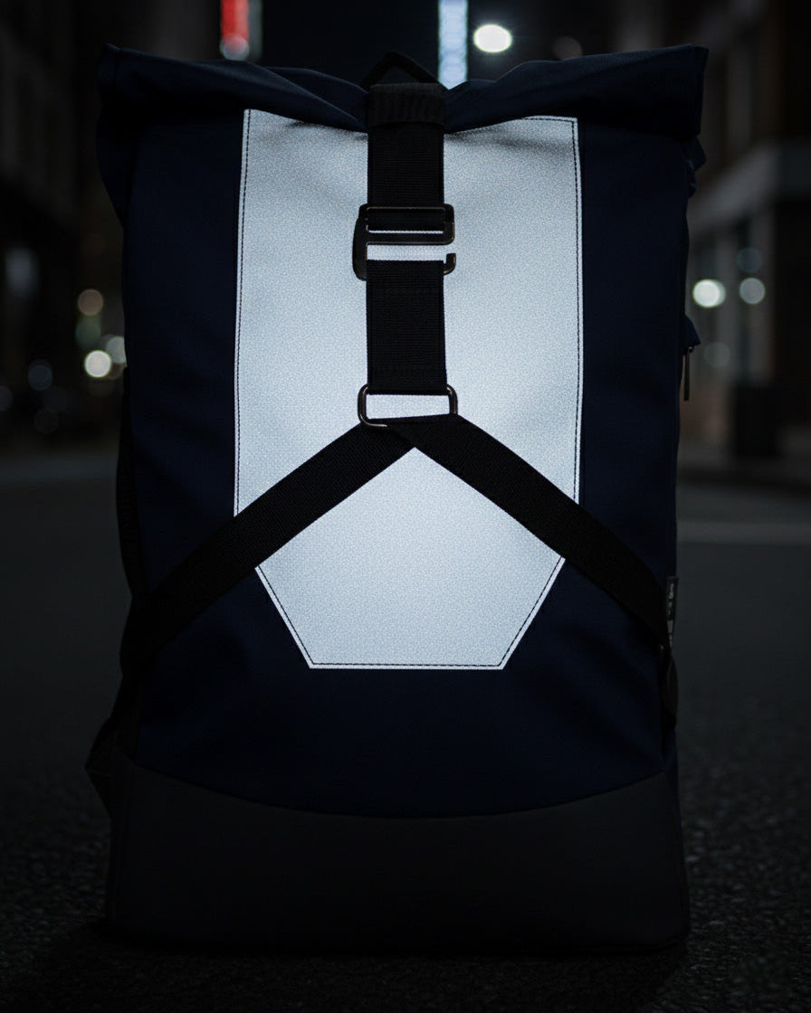 sac à dos vélotaf bleu marine noir imperméable réfléchissant rolltop