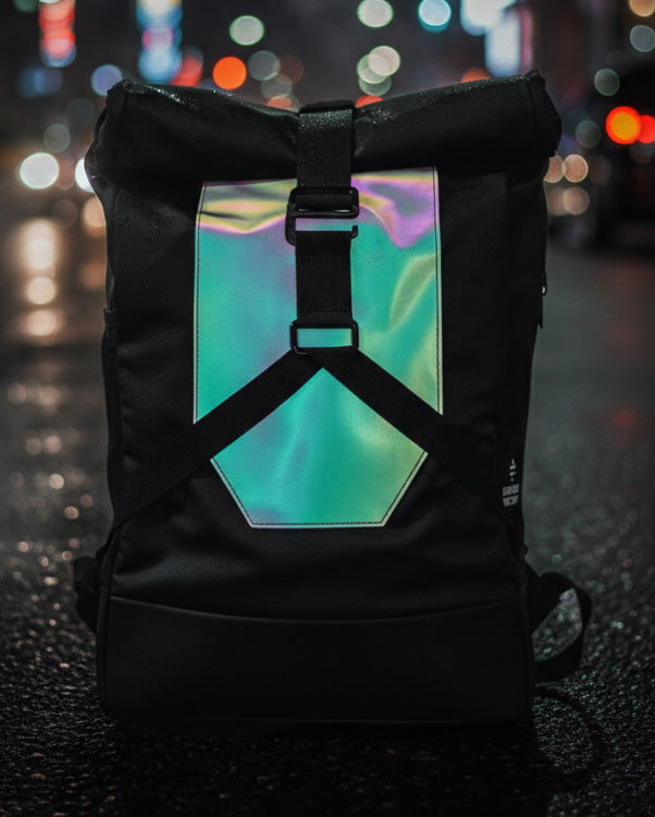 sac à dos vélo ville noir réfléchissant irisé rainbow