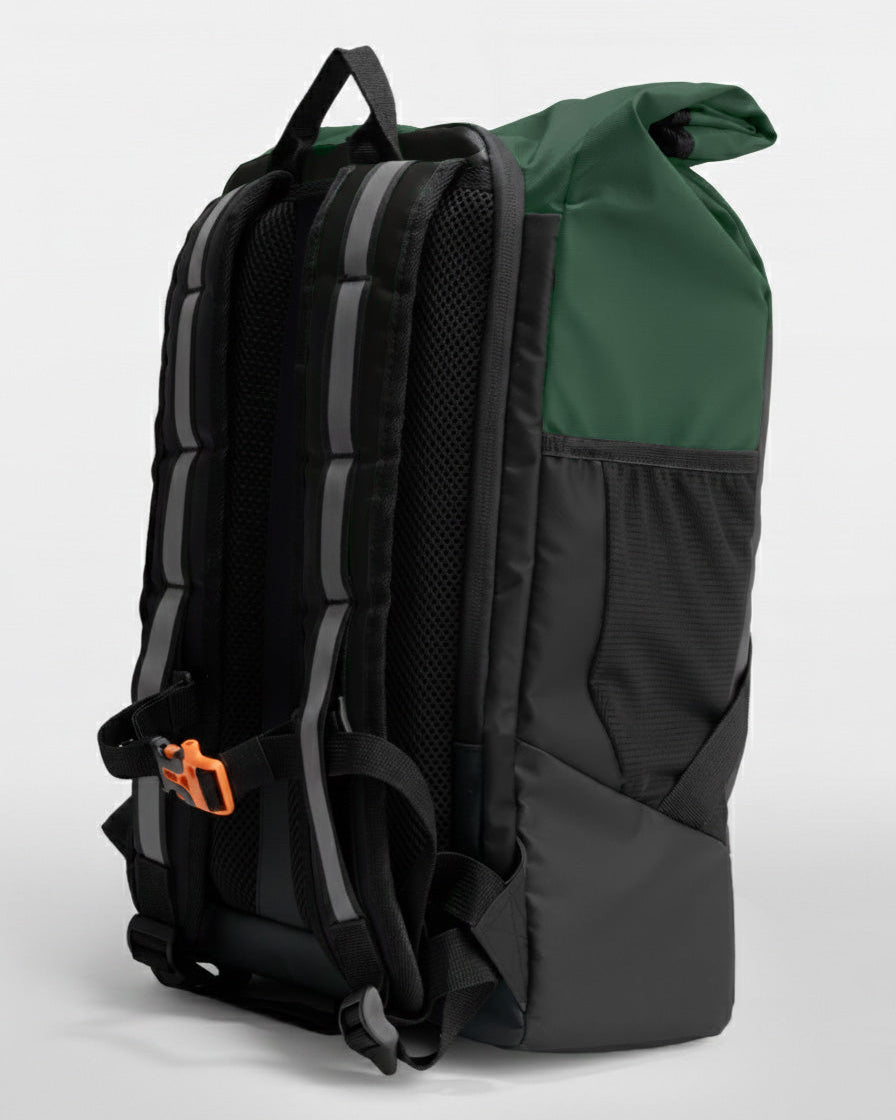 sac à dos vélo urbain vert noir poche filet